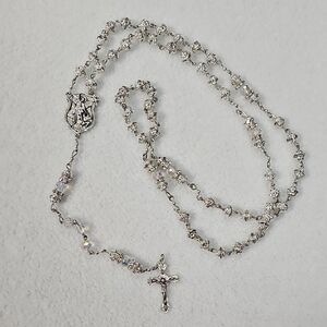 Silver Crystal Rosary - Women's Religious Jewelry